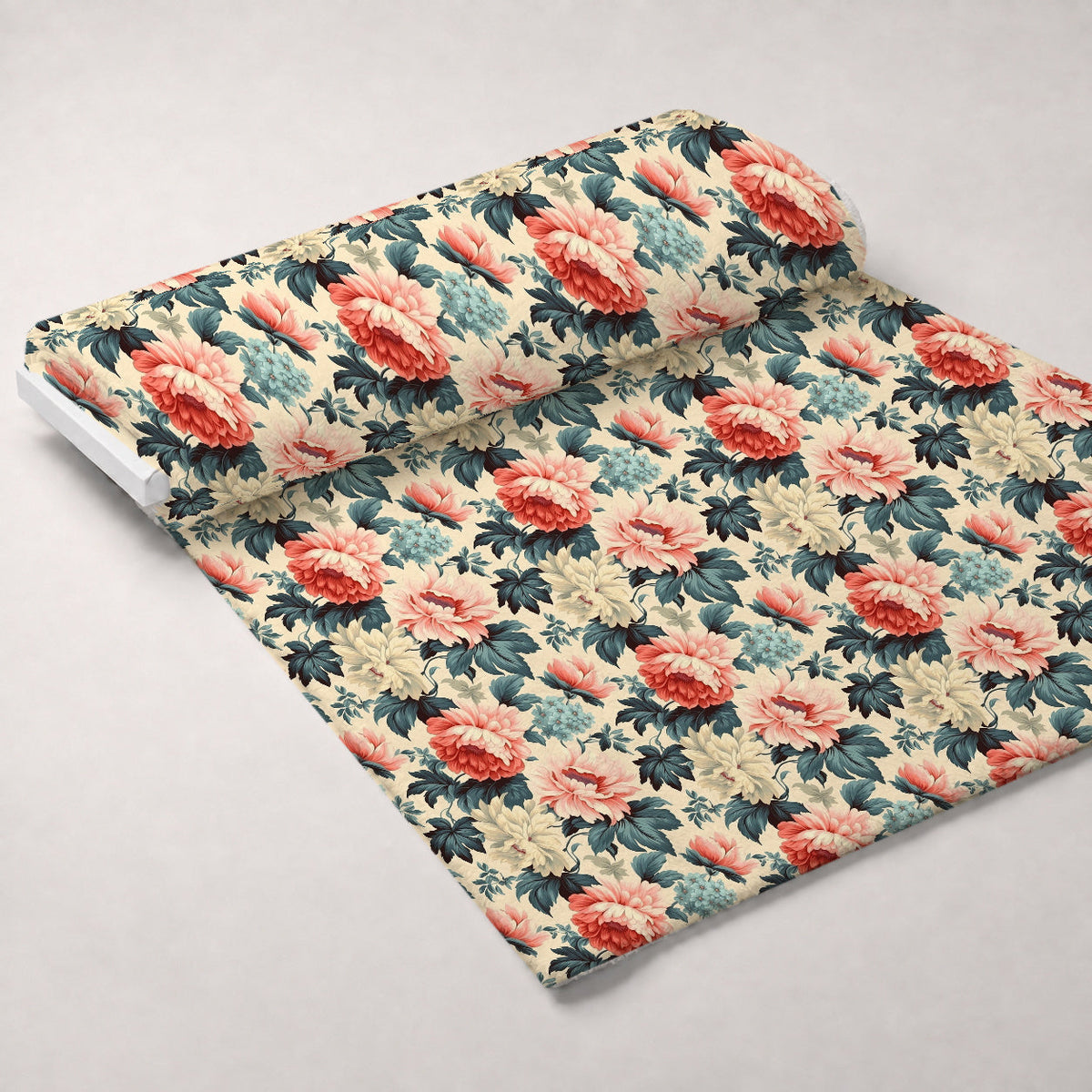 Antique Bouquet Pattern 18 Fleece Fabric — fleece fabric unrolled bolt preview (mv-fleece-v1:bolt)