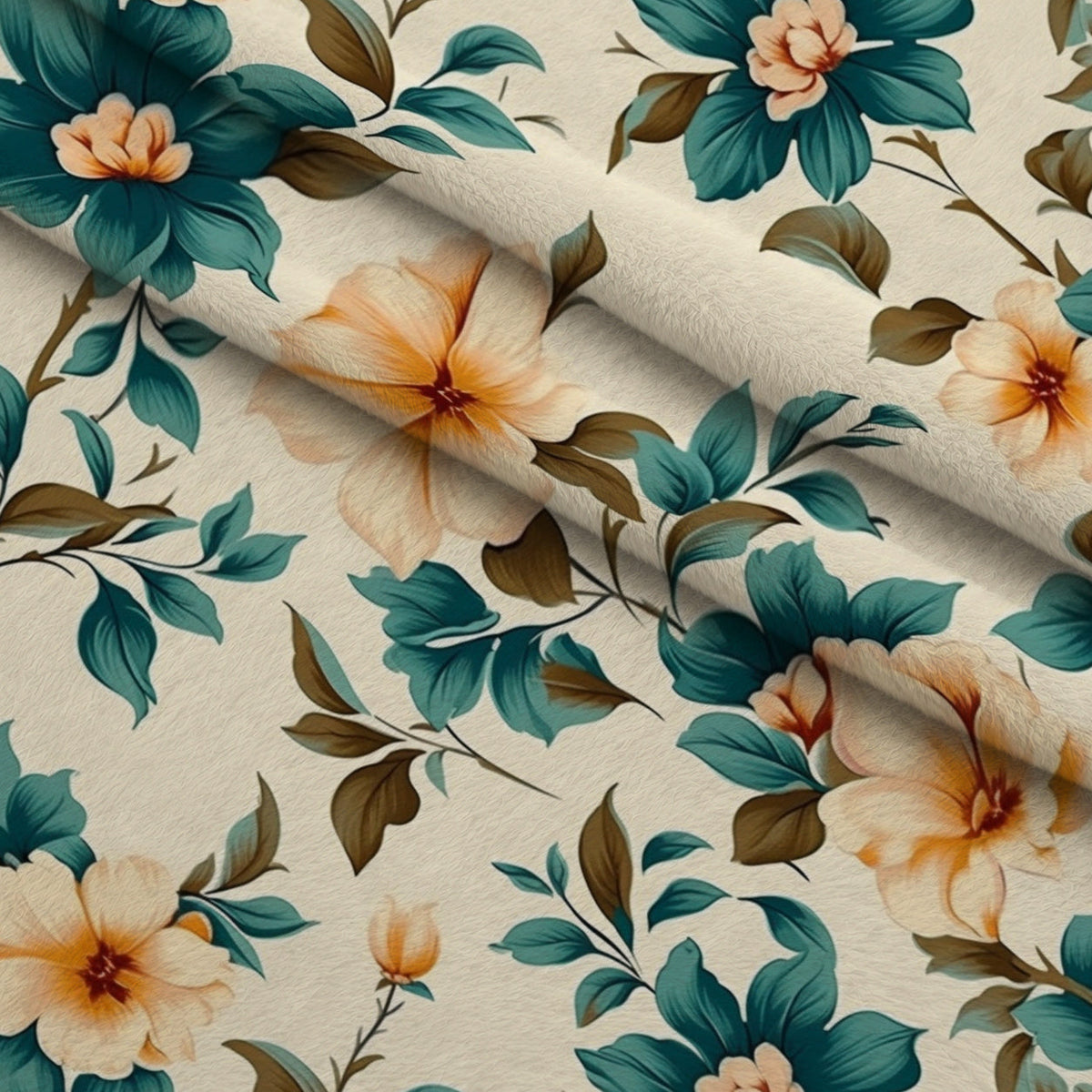 Antique Bouquet Pattern 19 Fleece Fabric — fleece fabric folded close-up preview (mv-fleece-v1:lying)
