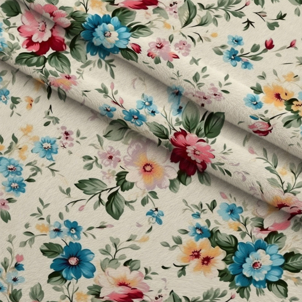 Antique Bouquet Pattern 2 Fleece Fabric — fleece fabric folded close-up preview (mv-fleece-v1:lying)