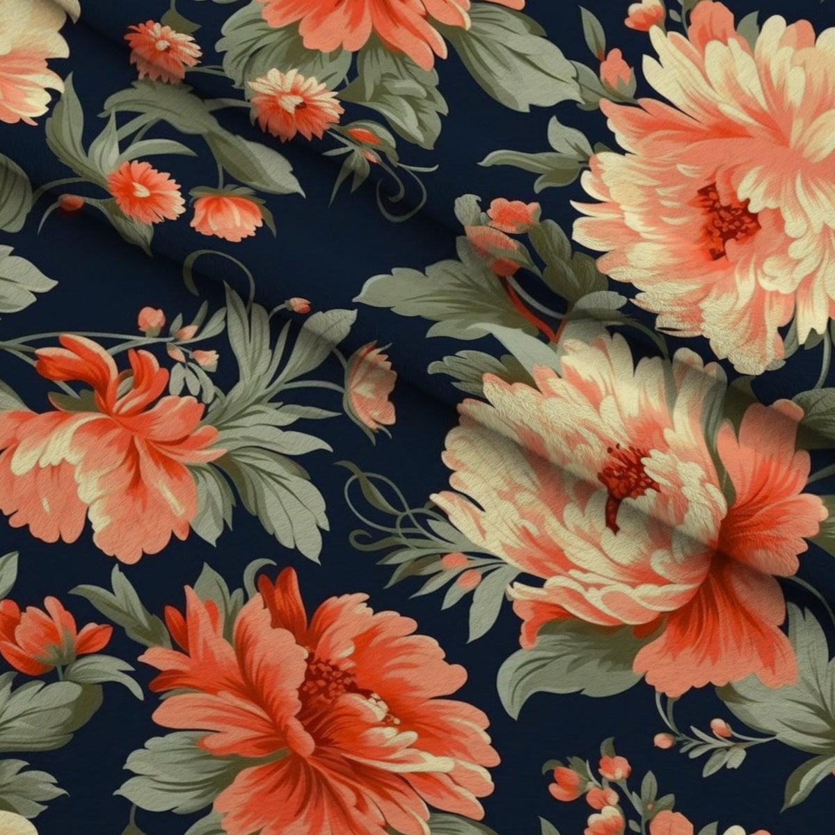 Antique Bouquet Pattern 20 Fleece Fabric — fleece fabric folded close-up preview (mv-fleece-v1:lying)