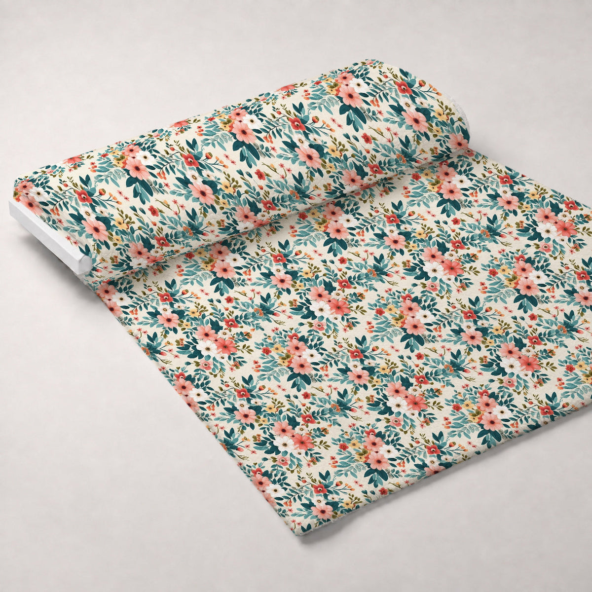 Antique Bouquet Pattern 3 Fleece Fabric — fleece fabric unrolled bolt preview (mv-fleece-v1:bolt)