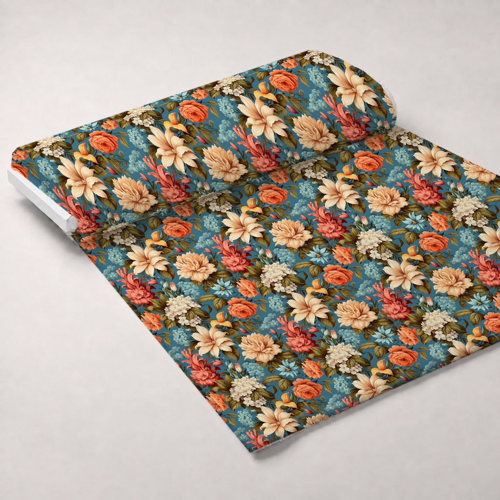 Antique Bouquet Pattern 5 Fleece Fabric — fleece fabric unrolled bolt preview (mv-fleece-v1:bolt)