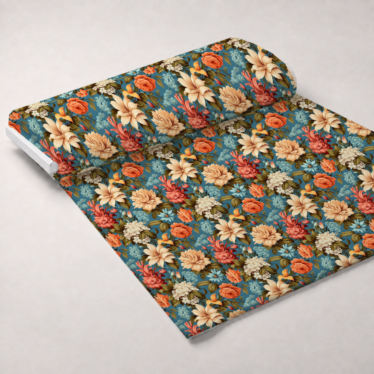 Antique Bouquet Pattern 5 Fleece Fabric — fleece fabric unrolled bolt preview (mv-fleece-v1:bolt)
