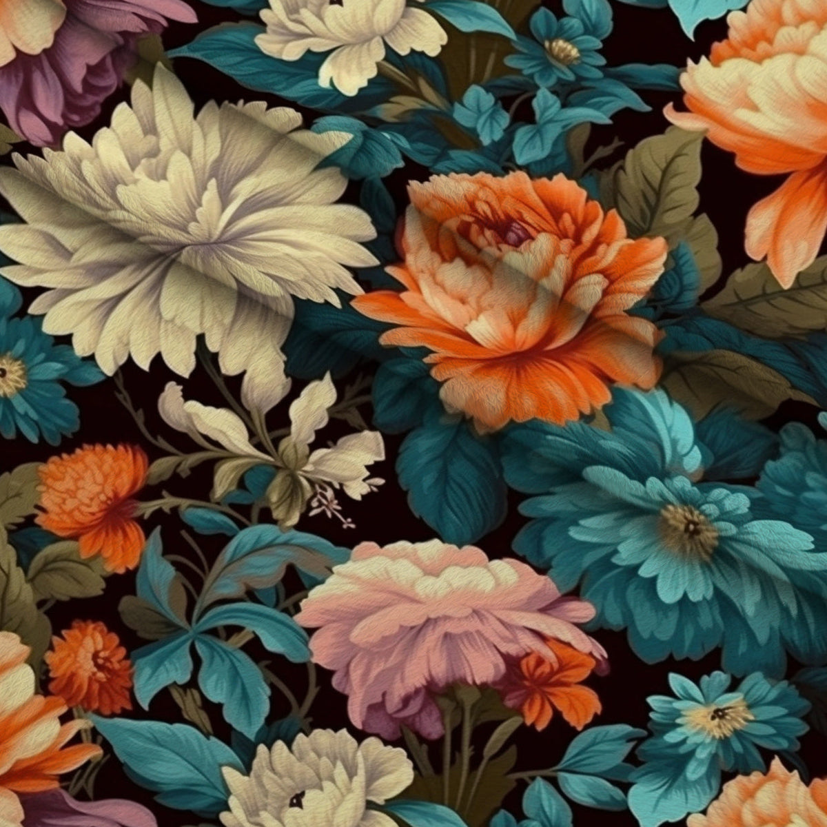 Antique Bouquet Pattern 6 Fleece Fabric — fleece fabric folded close-up preview (mv-fleece-v1:lying)