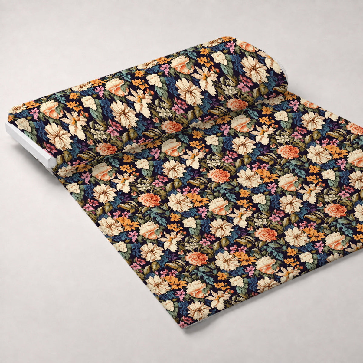 Antique Bouquet Pattern 7 Fleece Fabric — fleece fabric unrolled bolt preview (mv-fleece-v1:bolt)