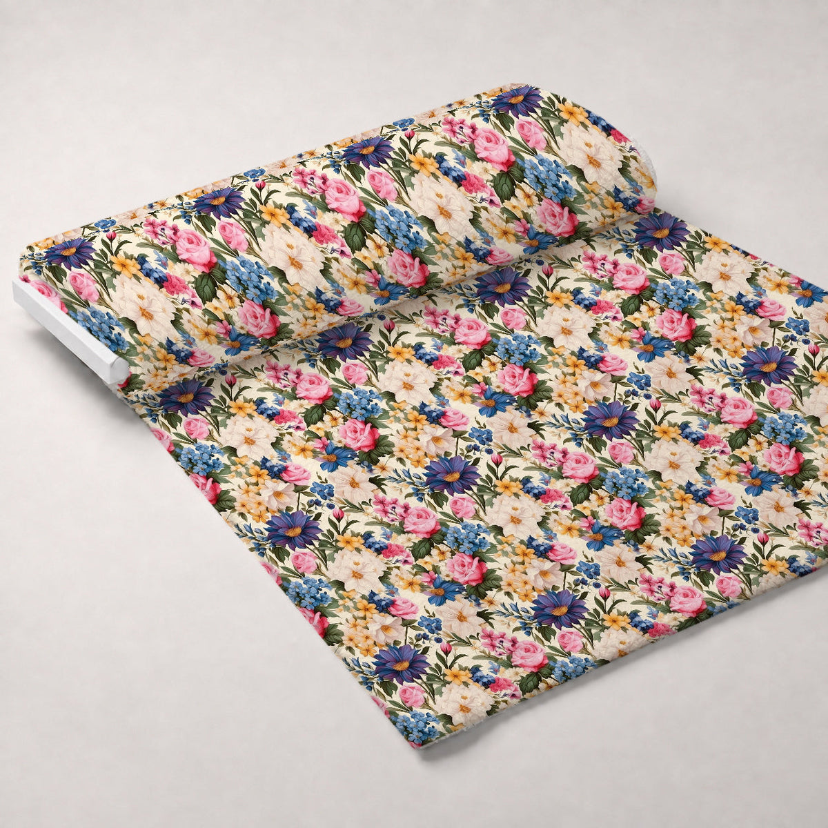 Antique Bouquet Pattern 8 Fleece Fabric — fleece fabric unrolled bolt preview (mv-fleece-v1:bolt)