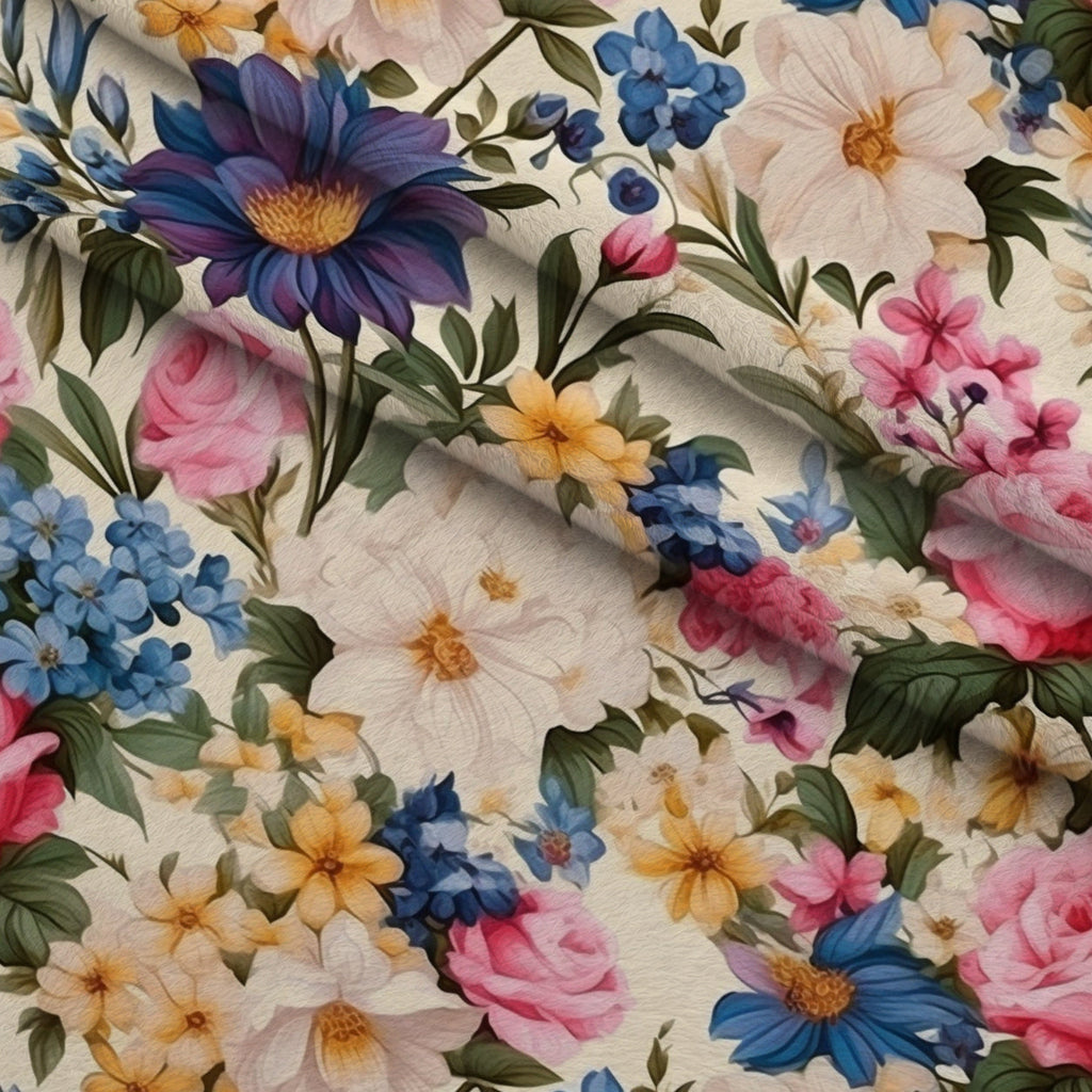 Antique Bouquet Pattern 8 Fleece Fabric — fleece fabric folded close-up preview (mv-fleece-v1:lying)
