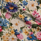 Antique Bouquet Pattern 8 Fleece Fabric — fleece fabric folded close-up preview (mv-fleece-v1:lying)