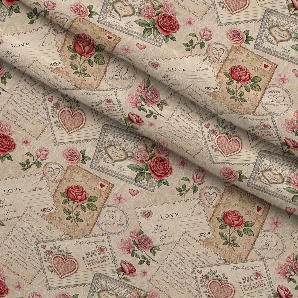 Antique Valentine Postcards Pattern 9 Fleece Fabric — fleece fabric folded close-up preview (mv-fleece-v1:lying)