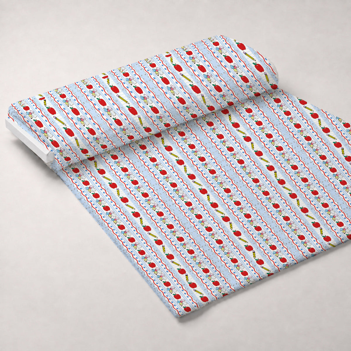 Apples and Pencils Pattern 1 Fleece Fabric — fleece fabric unrolled bolt preview (mv-fleece-v1:bolt)