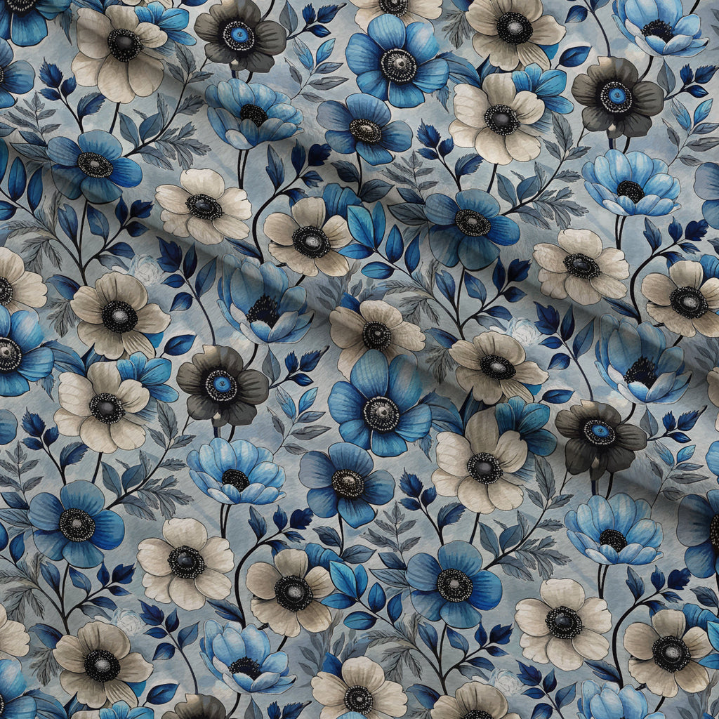 Art Nouveau Anemones Pattern 2 Fleece Fabric — fleece fabric folded close-up preview (mv-fleece-v1:lying)