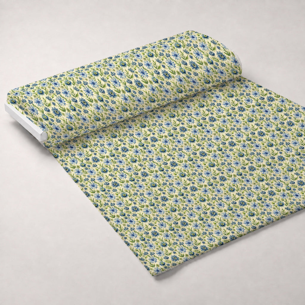 Art Nouveau Chicory Blossoms Pattern 2 Fleece Fabric — fleece fabric unrolled bolt preview (mv-fleece-v1:bolt)