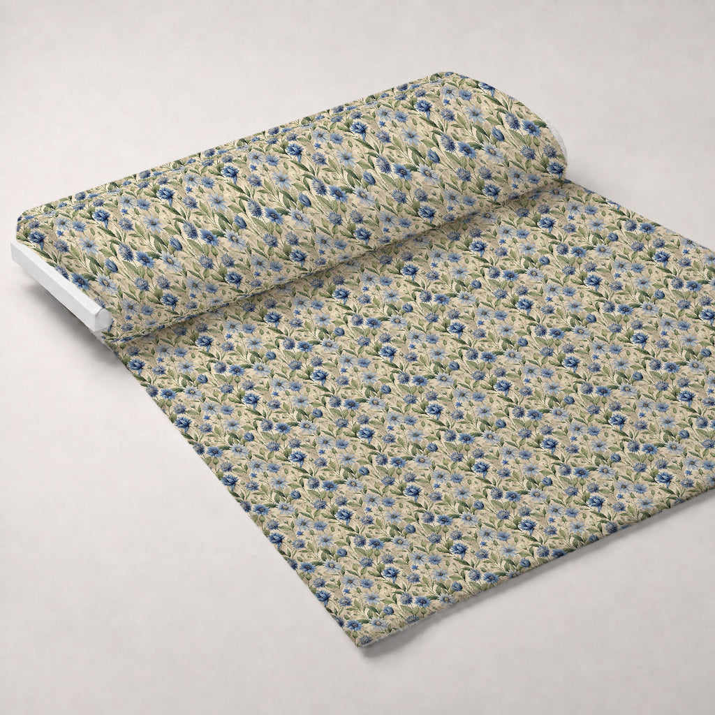Art Nouveau Chicory Flowers Pattern 1 Fleece Fabric — fleece fabric unrolled bolt preview (mv-fleece-v1:bolt)