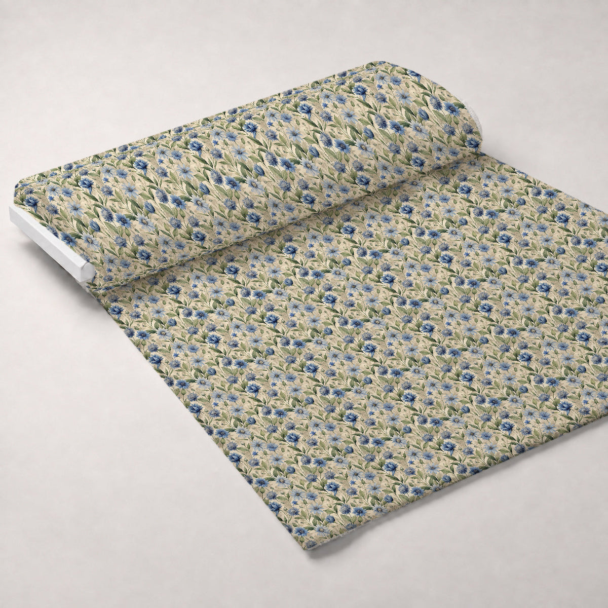 Art Nouveau Chicory Flowers Pattern 1 Fleece Fabric — fleece fabric unrolled bolt preview (mv-fleece-v1:bolt)