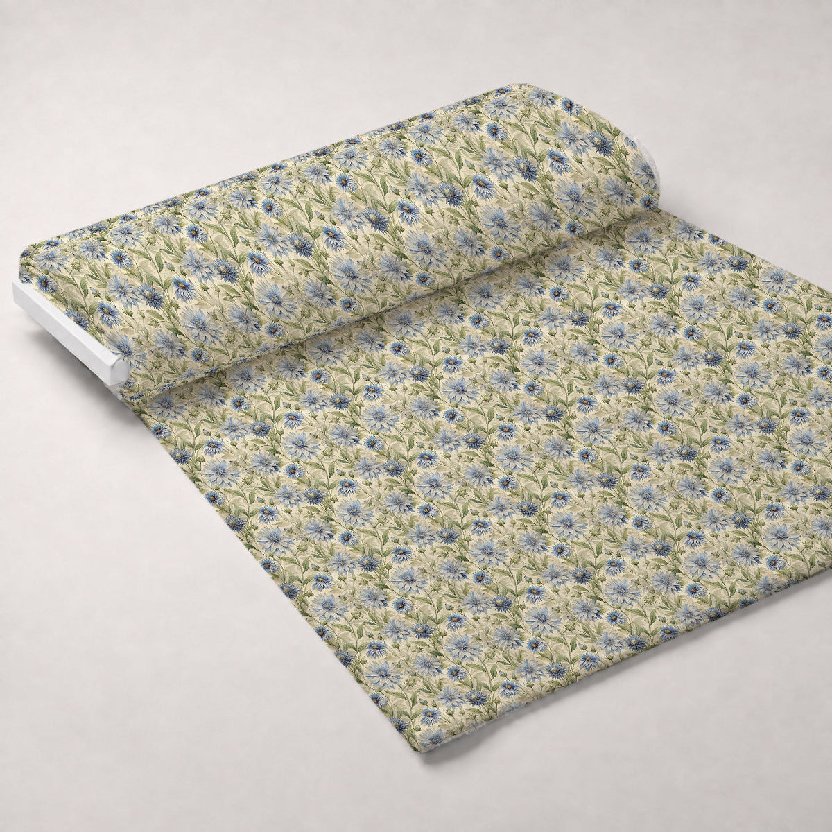 Art Nouveau Chicory Flowers Pattern 2 Fleece Fabric — fleece fabric unrolled bolt preview (mv-fleece-v1:bolt)
