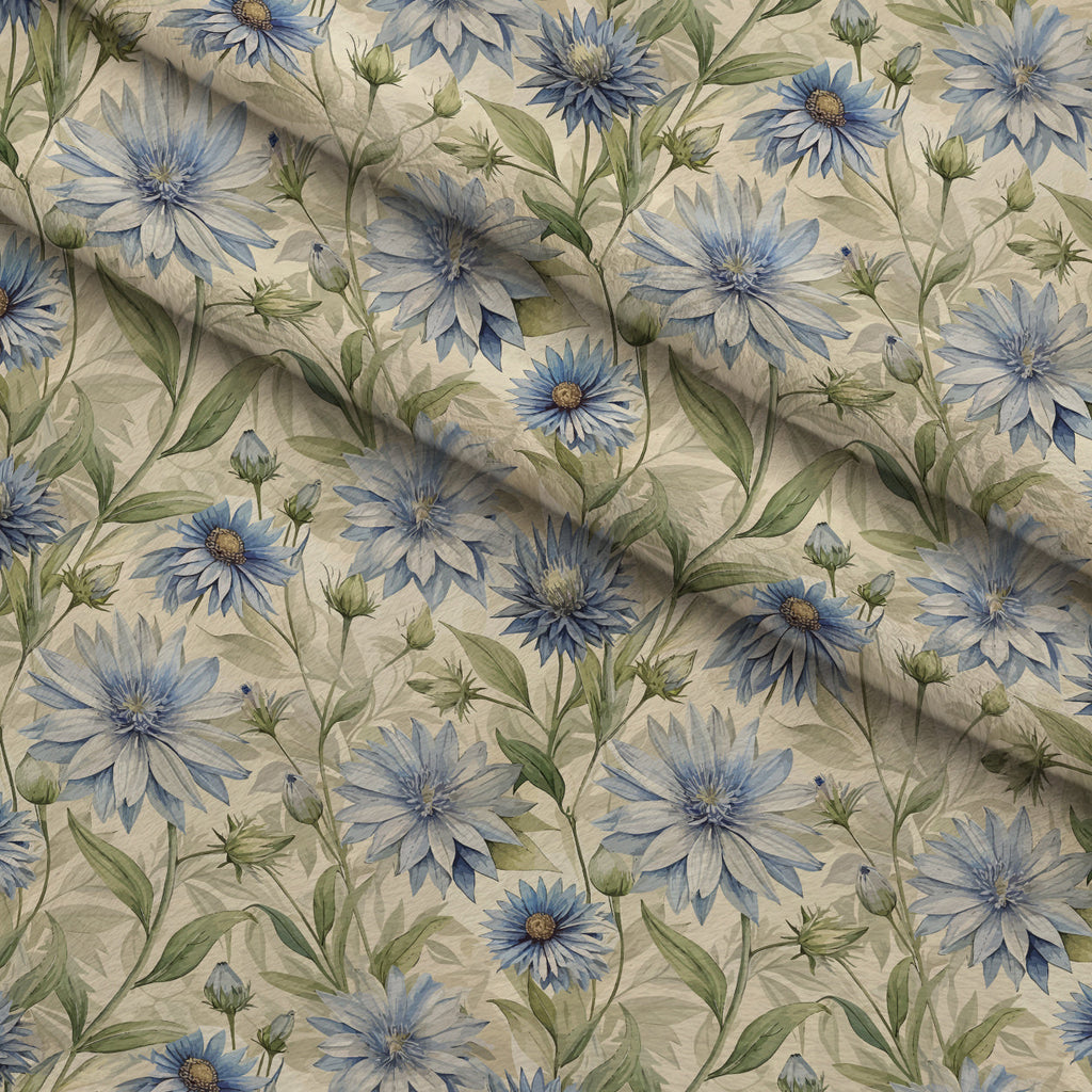 Art Nouveau Chicory Flowers Pattern 2 Fleece Fabric — fleece fabric folded close-up preview (mv-fleece-v1:lying)