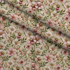 Art Nouveau Cistus Flowers Pattern 1 Fleece Fabric — fleece fabric folded close-up preview (mv-fleece-v1:lying)