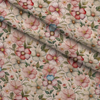 Art Nouveau Cistus Flowers Pattern 2 Fleece Fabric — fleece fabric folded close-up preview (mv-fleece-v1:lying)