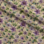 Art Nouveau Clematis Pattern 1 Fleece Fabric — fleece fabric folded close-up preview (mv-fleece-v1:lying)
