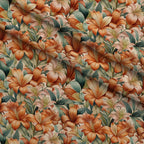 Art Nouveau Clivia Flowers Pattern 1 Fleece Fabric — fleece fabric folded close-up preview (mv-fleece-v1:lying)
