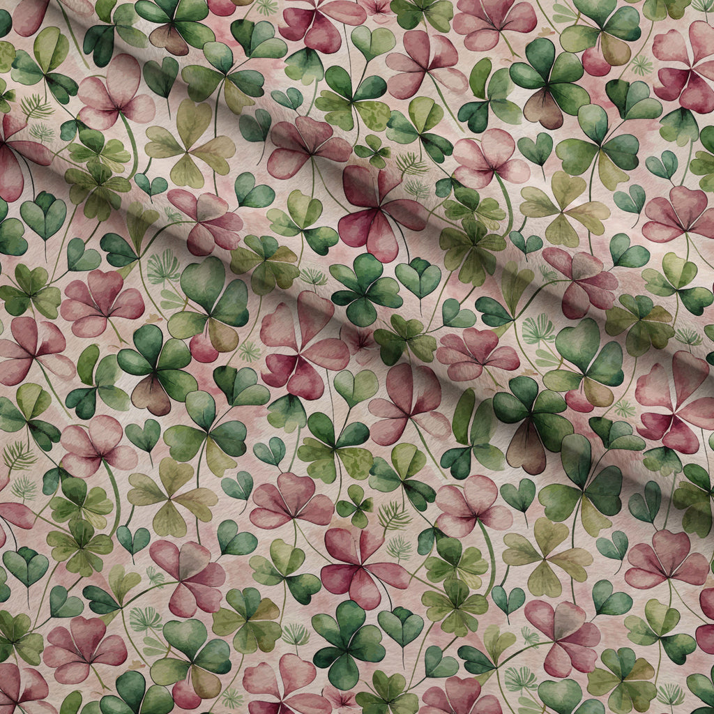 Art Nouveau Clovers Pattern 1 Fleece Fabric — fleece fabric folded close-up preview (mv-fleece-v1:lying)