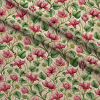 Art Nouveau Cyclamens Pattern 1 Fleece Fabric — fleece fabric folded close-up preview (mv-fleece-v1:lying)