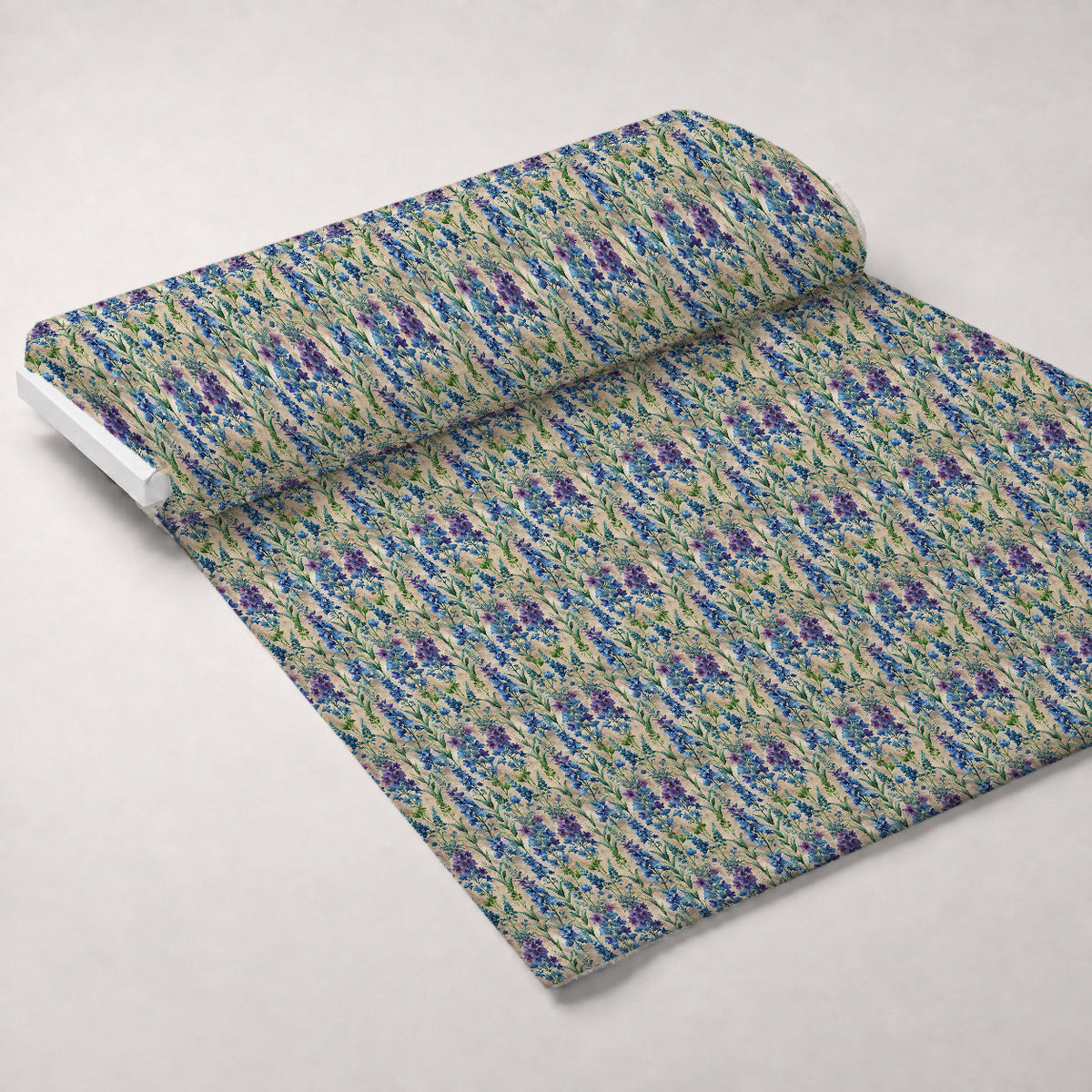 Art Nouveau Delphiniums Pattern 2 Fleece Fabric — fleece fabric unrolled bolt preview (mv-fleece-v1:bolt)