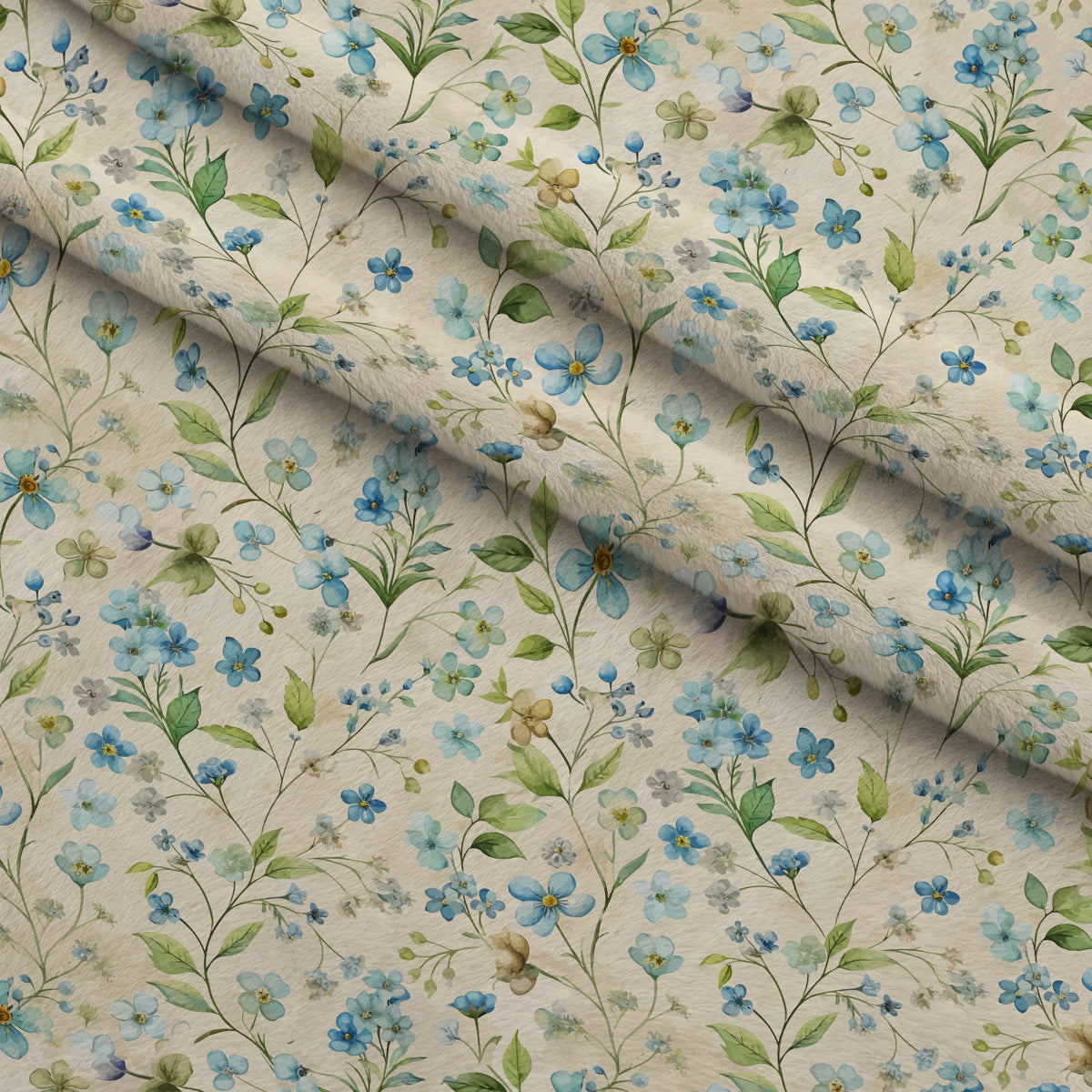 Art Nouveau Forget Me Nots Pattern 1 Fleece Fabric — fleece fabric folded close-up preview (mv-fleece-v1:lying)
