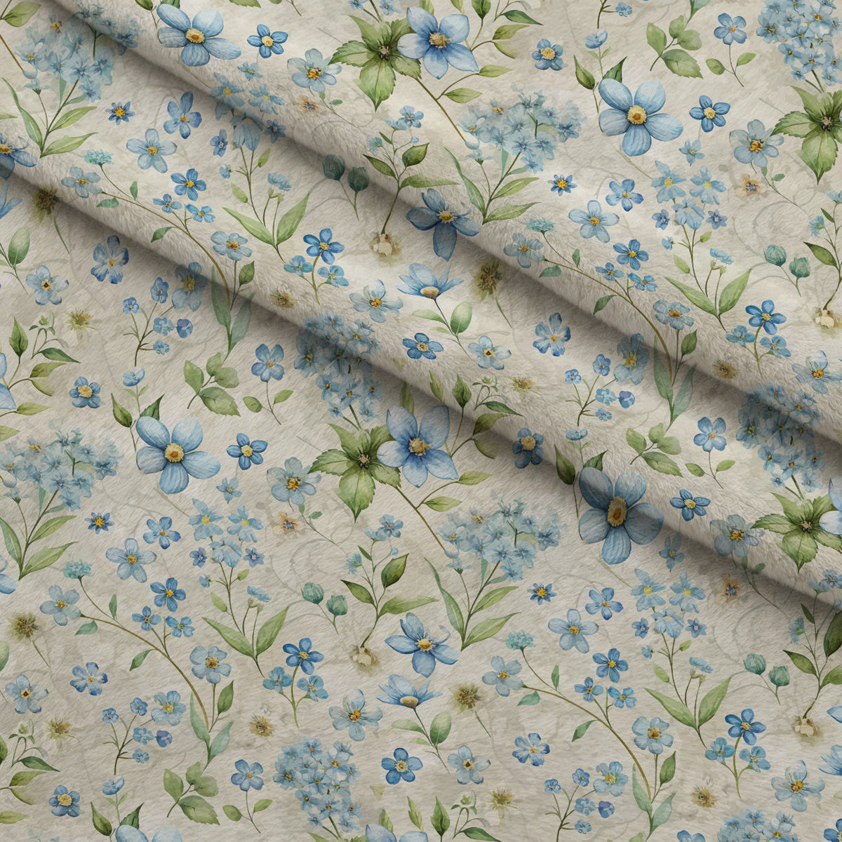 Art Nouveau Forget Me Nots Pattern 2 Fleece Fabric — fleece fabric folded close-up preview (mv-fleece-v1:lying)