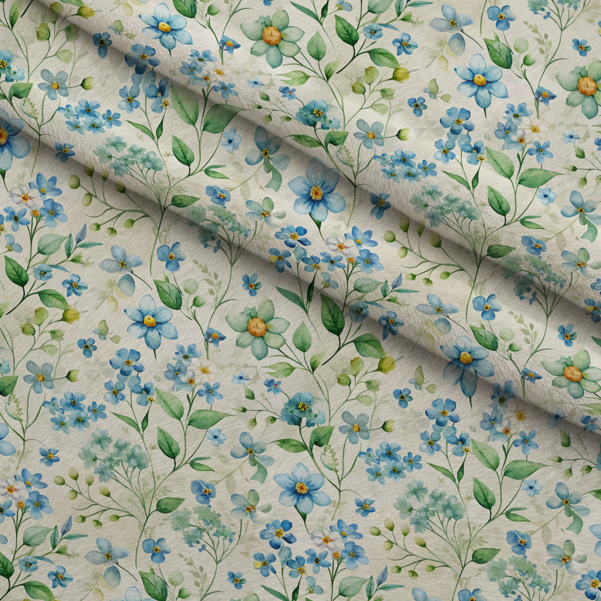 Art Nouveau Forget Me Nots Pattern 3 Fleece Fabric — fleece fabric folded close-up preview (mv-fleece-v1:lying)