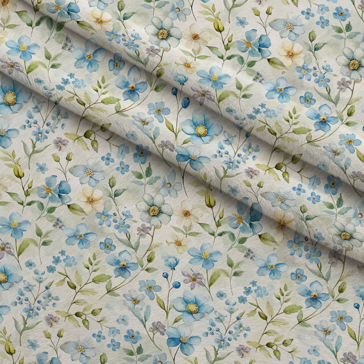 Art Nouveau Forget Me Nots Pattern 4 Fleece Fabric — fleece fabric folded close-up preview (mv-fleece-v1:lying)