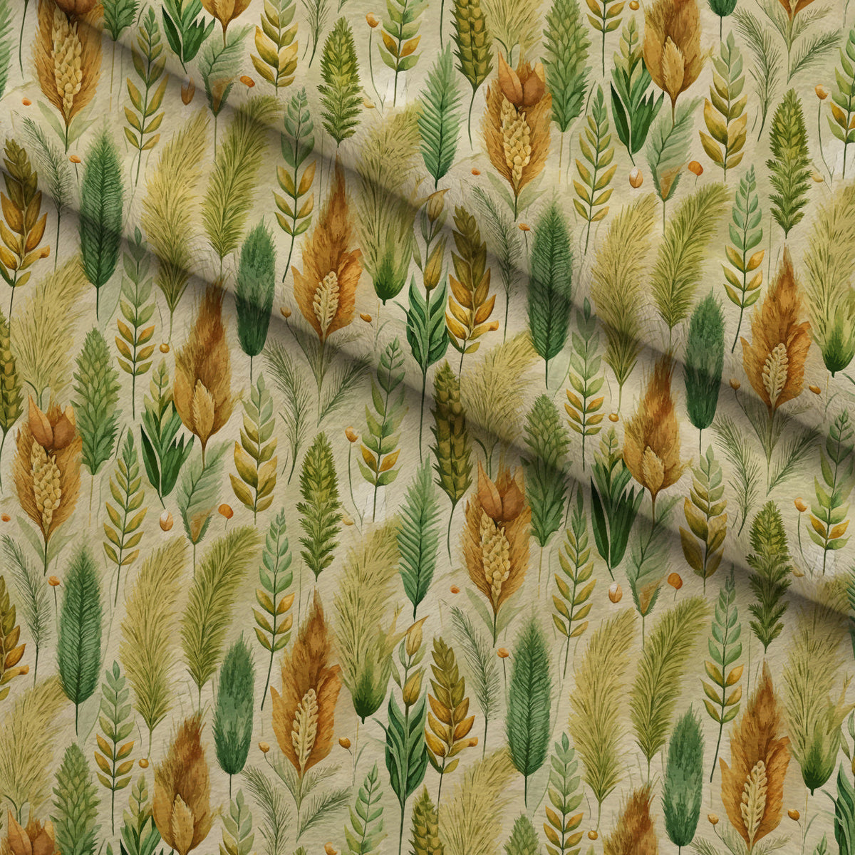 Art Nouveau Fox Tails Pattern 2 Fleece Fabric — fleece fabric folded close-up preview (mv-fleece-v1:lying)