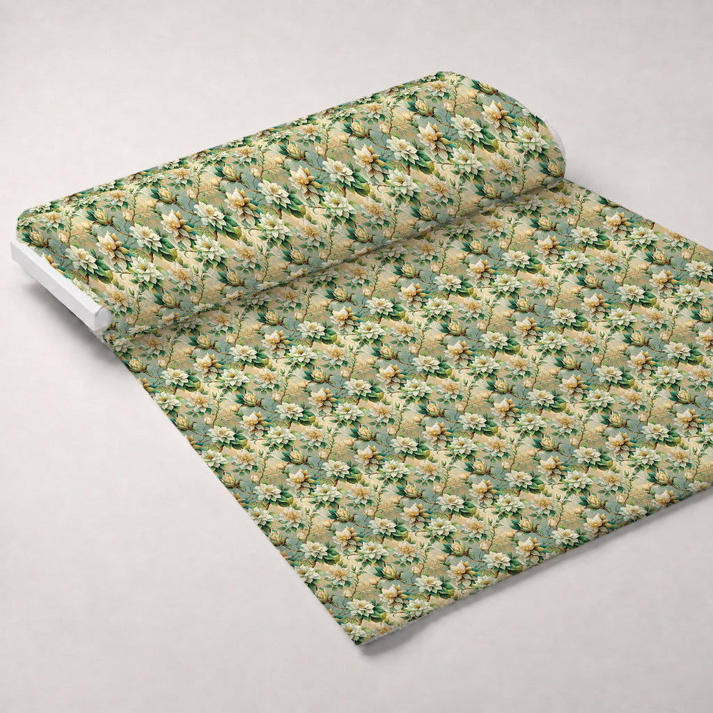 Art Nouveau Gardenias Pattern 1 Fleece Fabric — fleece fabric unrolled bolt preview (mv-fleece-v1:bolt)
