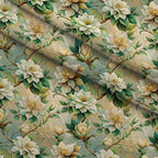 Art Nouveau Gardenias Pattern 1 Fleece Fabric — fleece fabric folded close-up preview (mv-fleece-v1:lying)