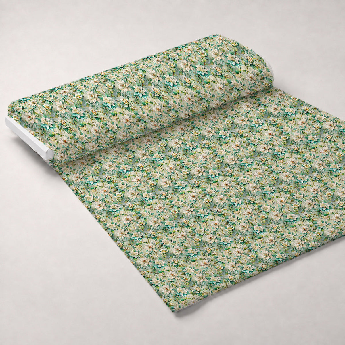 Art Nouveau Gardenias Pattern 2 Fleece Fabric — fleece fabric unrolled bolt preview (mv-fleece-v1:bolt)