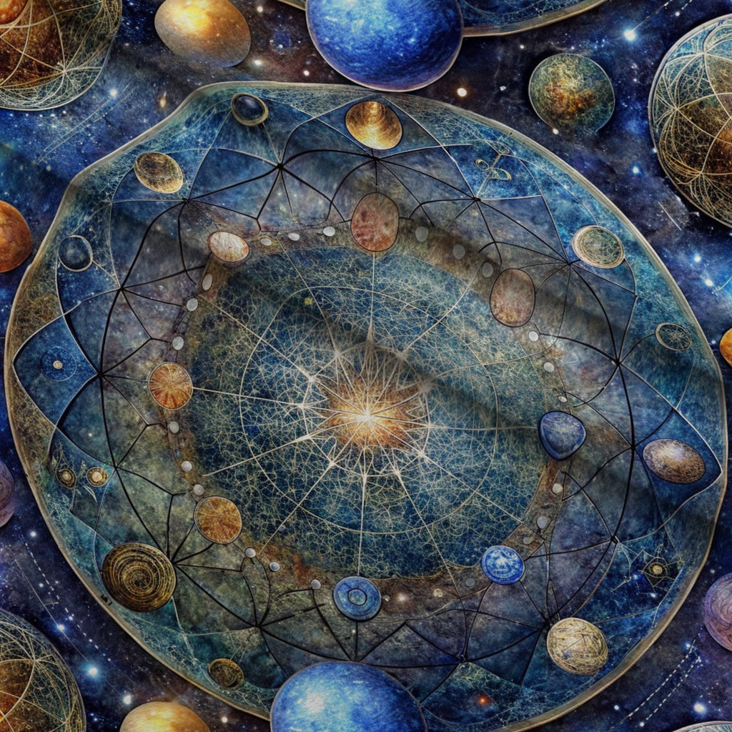 Astral Mandala Pattern 1 Fleece Fabric — fleece fabric folded close-up preview (mv-fleece-v1:lying)