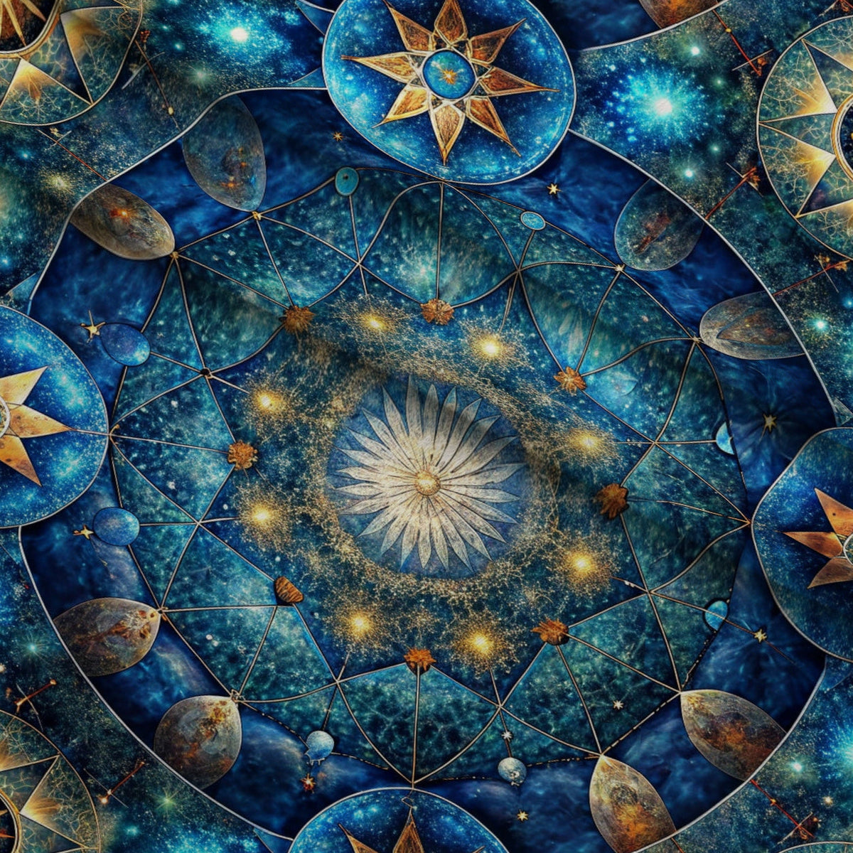 Astral Mandala Pattern 10 Fleece Fabric — fleece fabric folded close-up preview (mv-fleece-v1:lying)