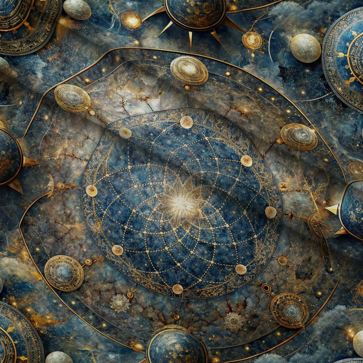Astral Mandala Pattern 2 Fleece Fabric — fleece fabric folded close-up preview (mv-fleece-v1:lying)