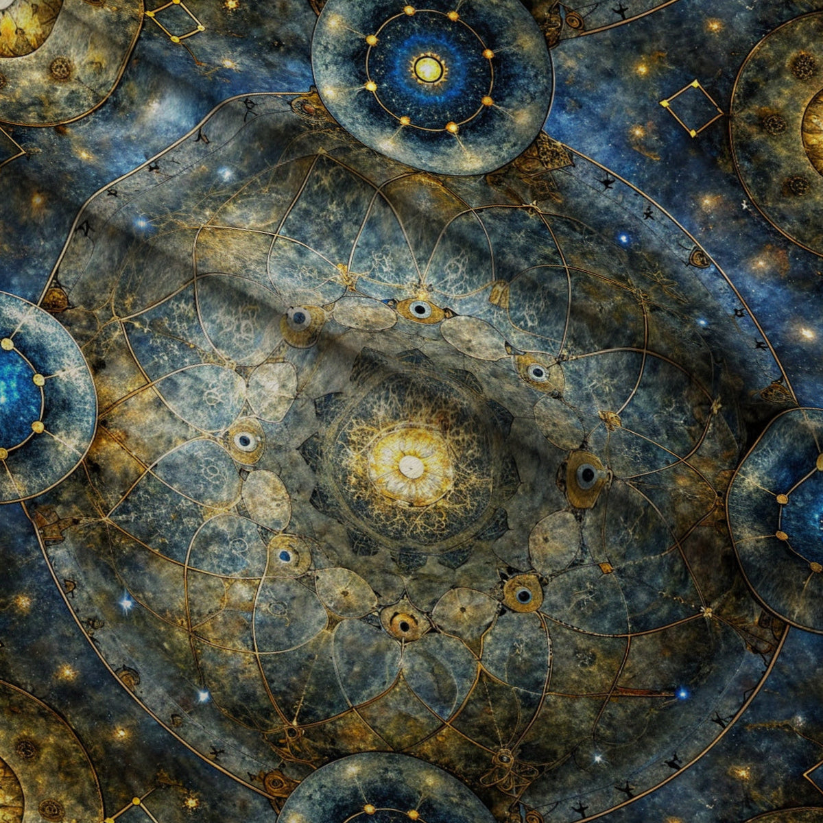 Astral Mandala Pattern 3 Fleece Fabric — fleece fabric folded close-up preview (mv-fleece-v1:lying)