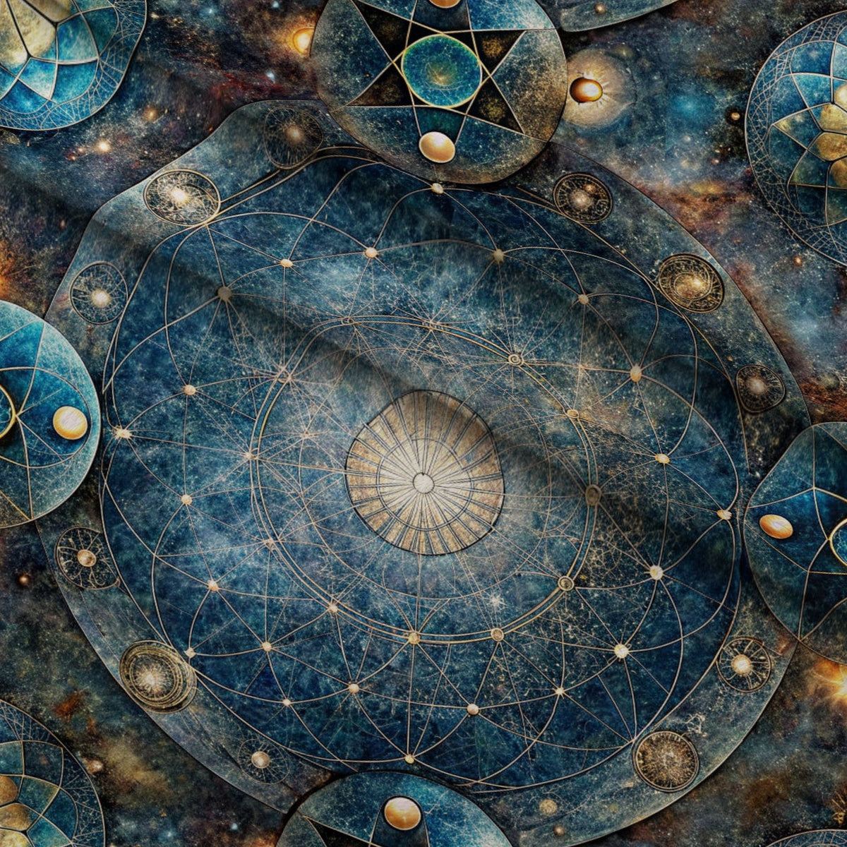 Astral Mandala Pattern 9 Fleece Fabric — fleece fabric folded close-up preview (mv-fleece-v1:lying)