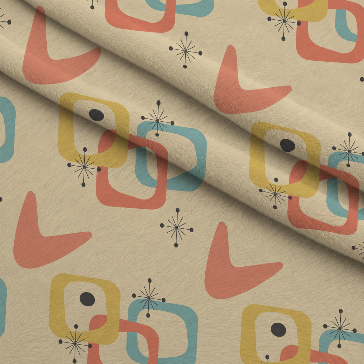 Atomic Lounge Pattern 14 Fleece Fabric — fleece fabric folded close-up preview (mv-fleece-v1:lying)