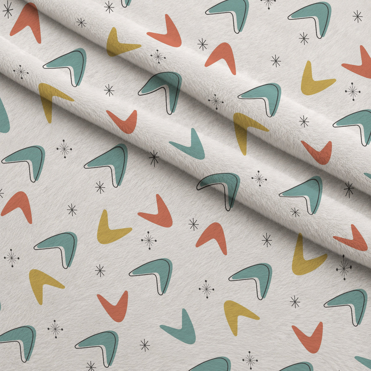 Atomic Lounge Pattern 38 Fleece Fabric — fleece fabric folded close-up preview (mv-fleece-v1:lying)