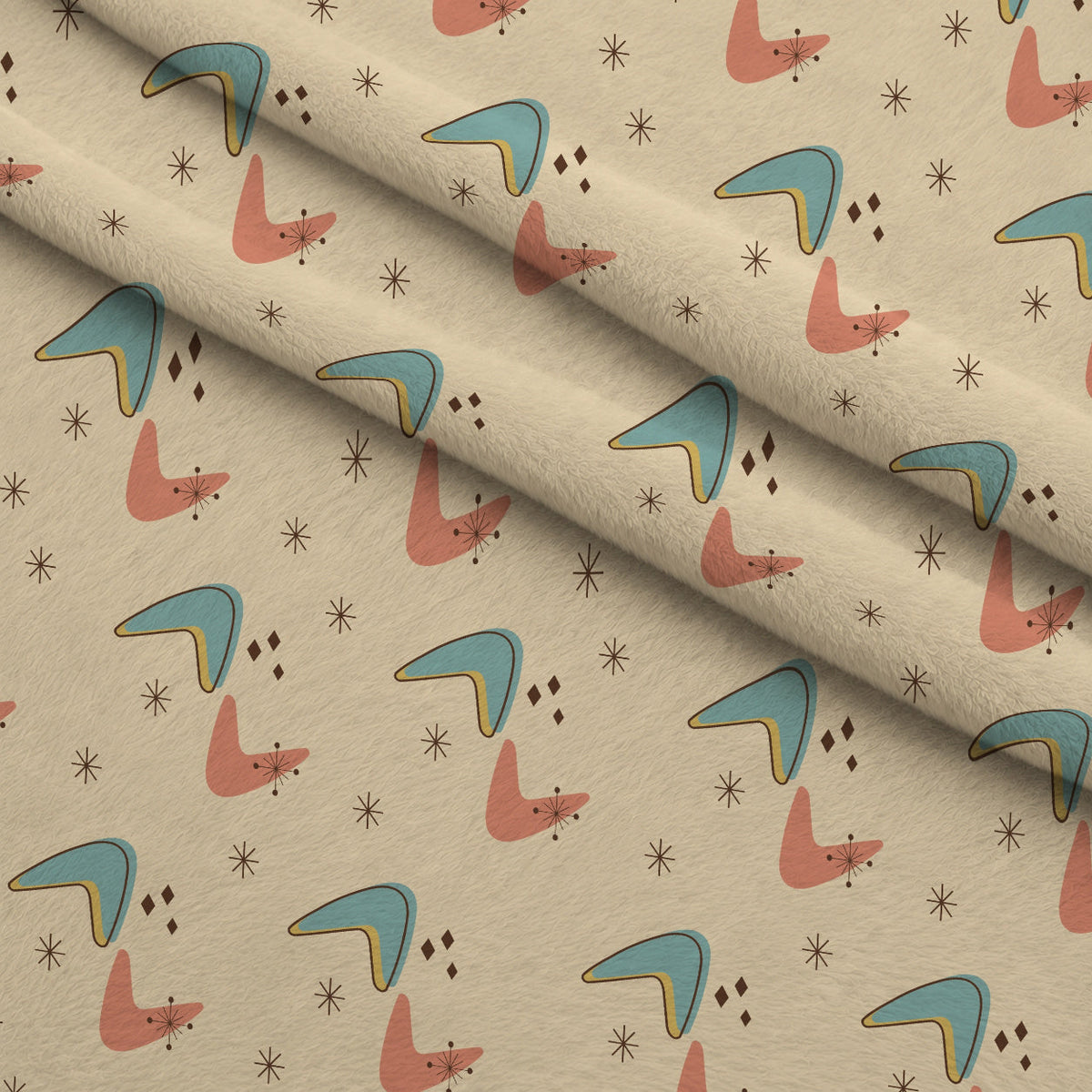 Atomic Lounge Pattern 5 Fleece Fabric — fleece fabric folded close-up preview (mv-fleece-v1:lying)