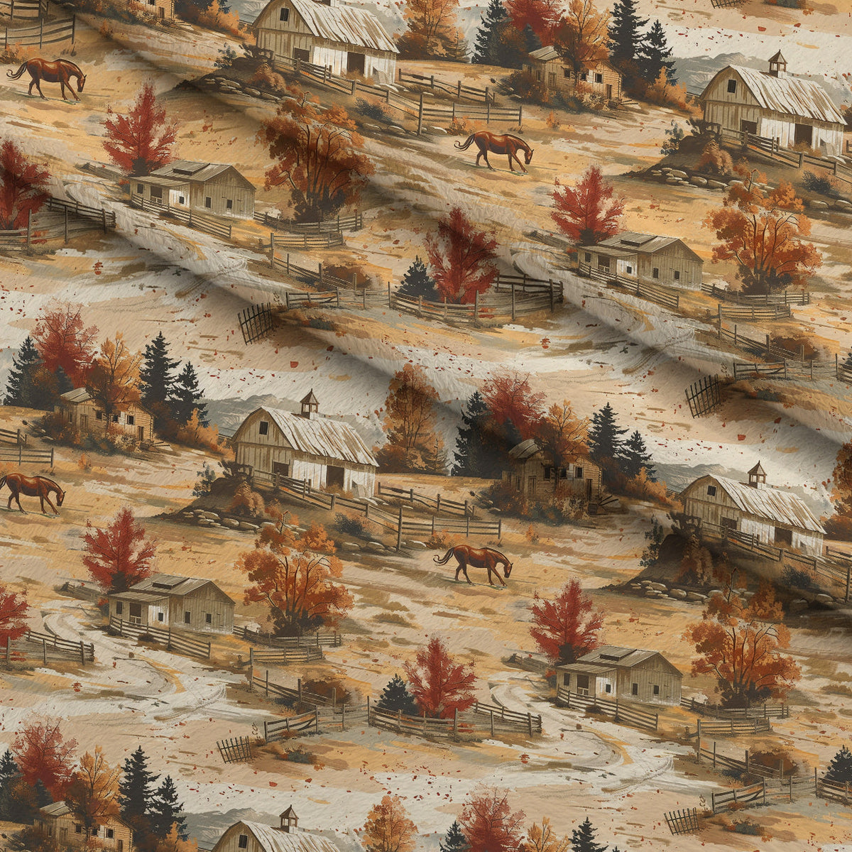 Autumn Homestead Pattern 3 Fleece Fabric — fleece fabric folded close-up preview (mv-fleece-v1:lying)