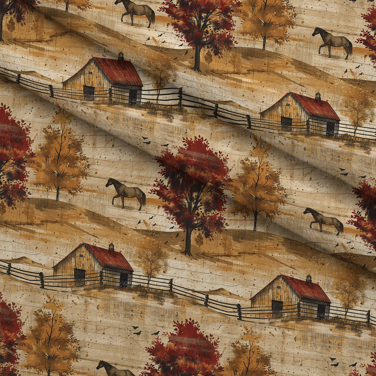 Autumn Homestead Pattern 4 Fleece Fabric — fleece fabric folded close-up preview (mv-fleece-v1:lying)