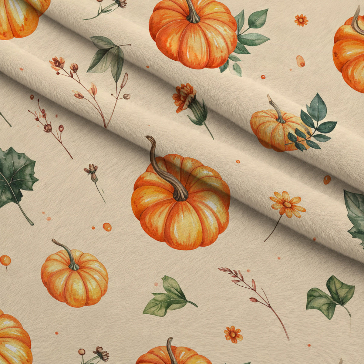 Autumn Woodland Whimsy Pattern 1 Fleece Fabric — fleece fabric folded close-up preview (mv-fleece-v1:lying)
