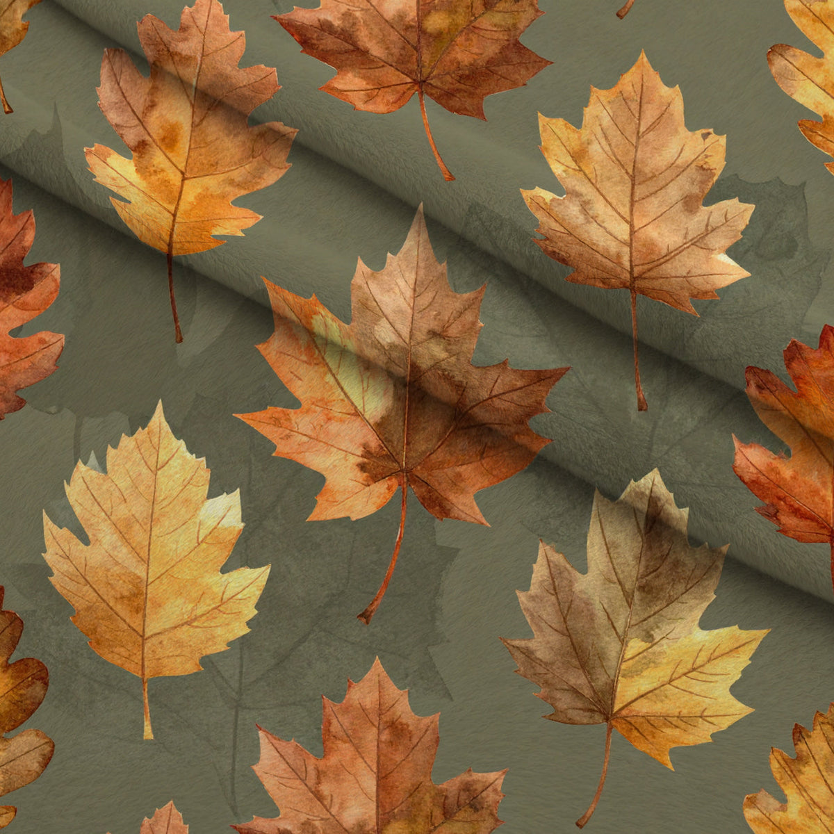 Autumn Woodland Whimsy Pattern 12 Fleece Fabric — fleece fabric folded close-up preview (mv-fleece-v1:lying)