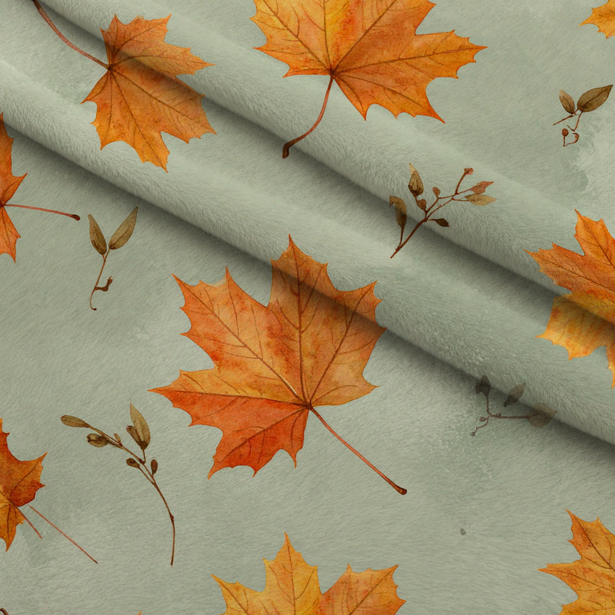 Autumn Woodland Whimsy Pattern 8 Fleece Fabric — fleece fabric folded close-up preview (mv-fleece-v1:lying)