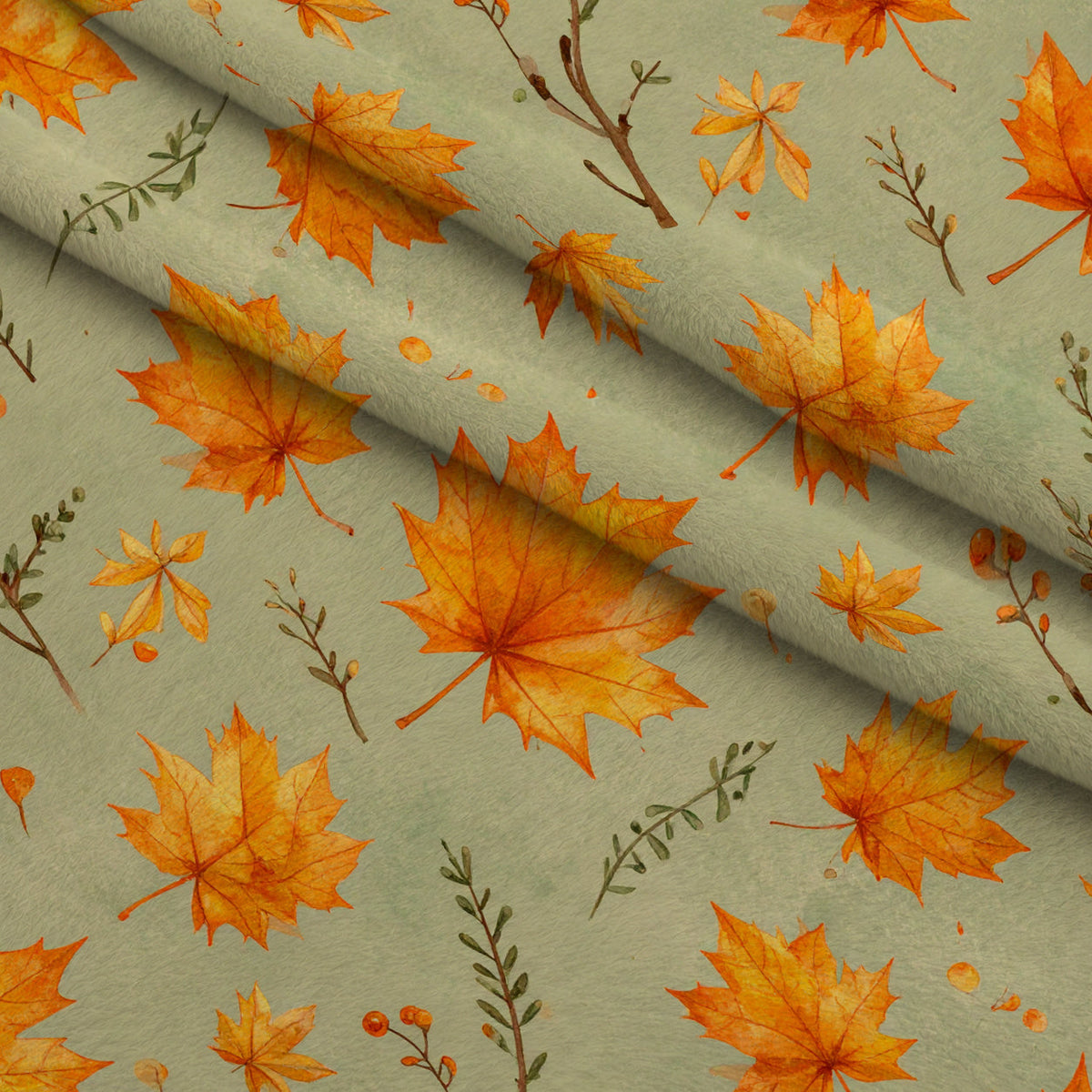 Autumn Woodland Whimsy Pattern 9 Fleece Fabric — fleece fabric folded close-up preview (mv-fleece-v1:lying)