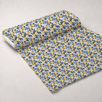 Azulejo Lemons with Blue Leaves Pattern 1 Fleece Fabric — fleece fabric unrolled bolt preview (mv-fleece-v1:bolt)